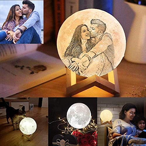Customized Moon Lamp, 3D Moon Night Light, Personalized Photo & Text Full Moon Lamp, LED Lunar Table Lamp, Kids Lover Birthday Party, 15CM