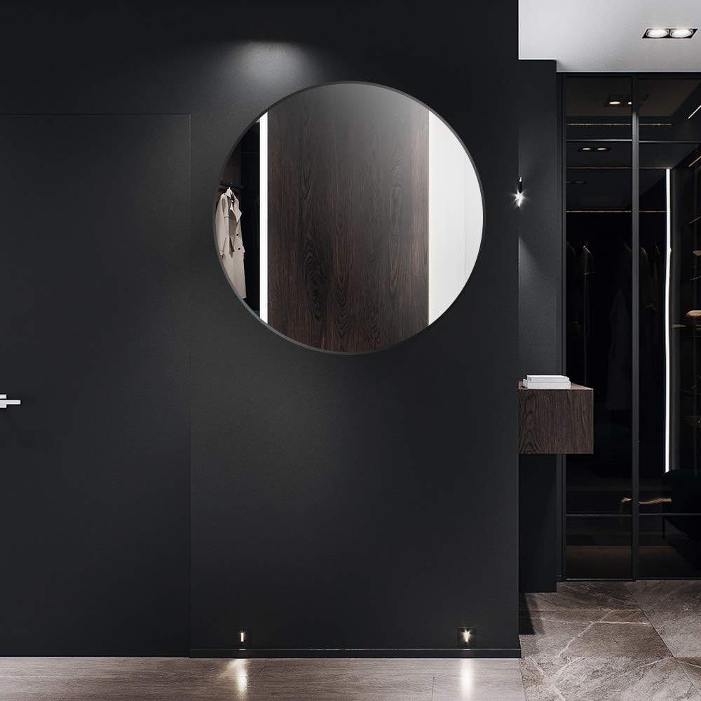 Flyoung Round Mirror Black, 24 inch Circle Mirror for Wall, Metal Frame Modern Mirror for Bathroom, Dining Room, Bedroom: Kitchen & Dining