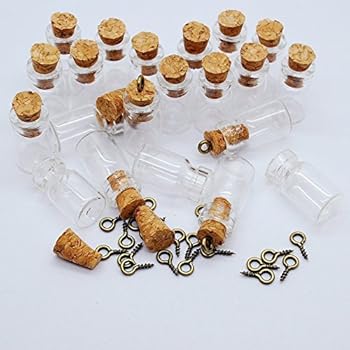 CTKcom 50pcs 0.5ml-Extra Mini Tiny Clear Glass Jars Bottles with Cork Stoppers, Glass Bottles for Decoration, Arts & Crafts, Projects, Party Favors