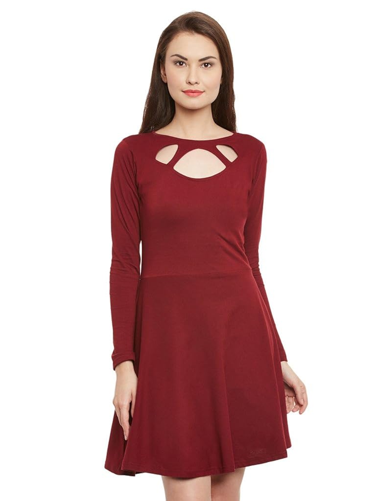miss chase womens maroon skater dress