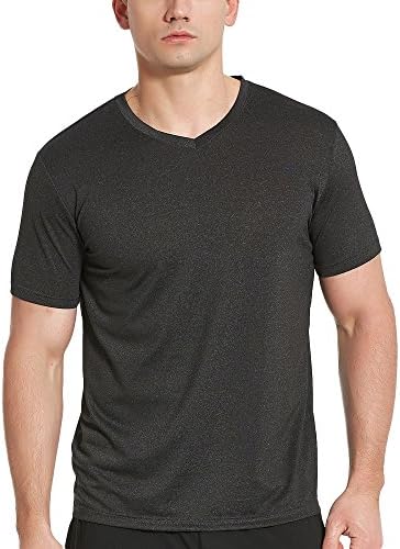 Men's V Neck Athletic Shirts, Dry Fit Short Sleeve Workout Tees