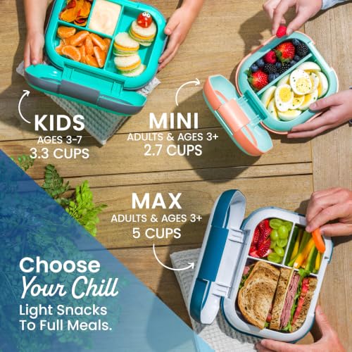 Bentgo® Kids Chill Lunch Box - Confetti Designed Leak-Proof Bento Box & Removable Ice Pack - 4 Compartments, Microwave & Dishwasher Safe, Patented, 2-Year Warranty (Confetti Edition - Truly Teal)