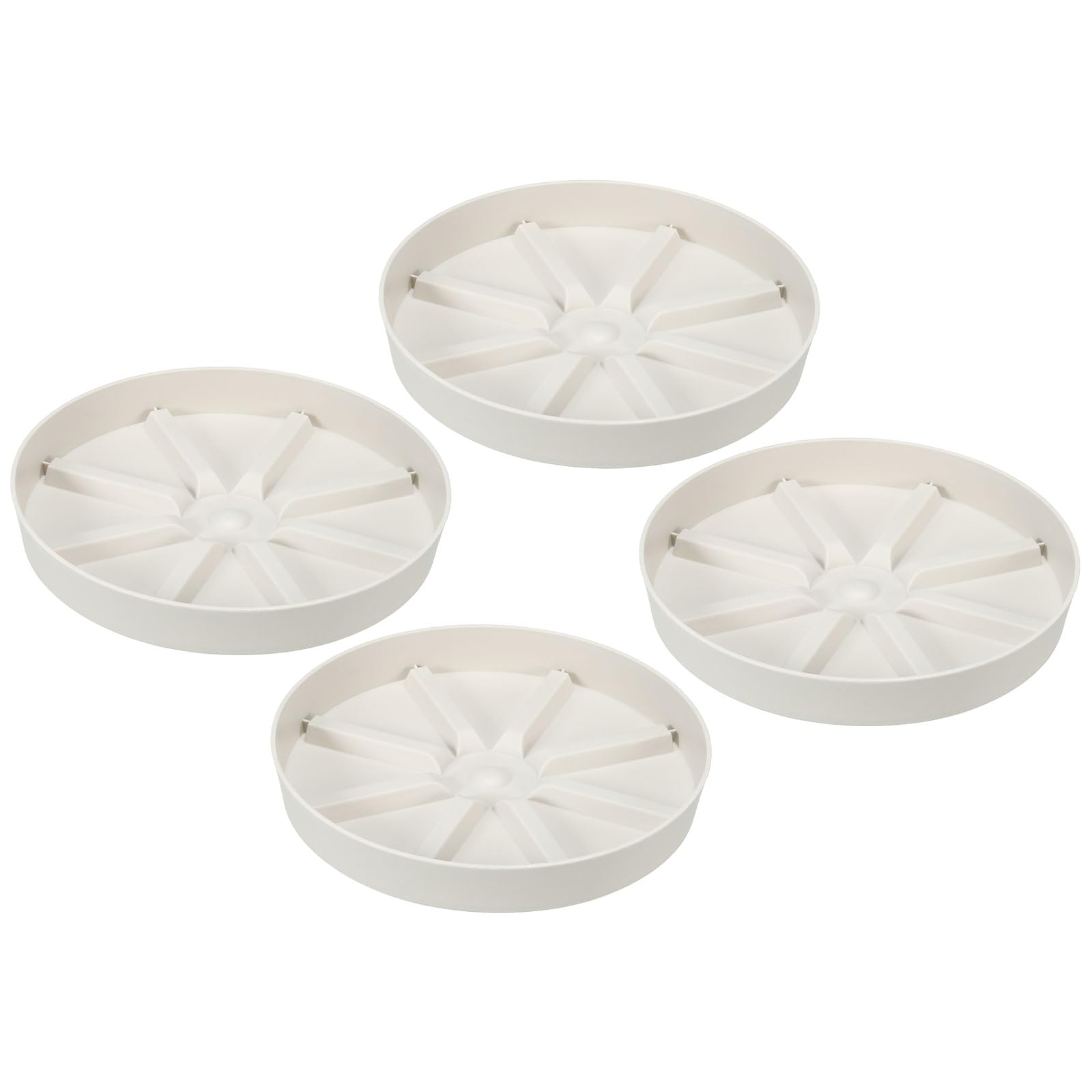 PATIKIL 7.5 Inch Plant Saucers Tray, 4Pcs Durable Plastic Round Flower Pot Drip Tray Thicker Anti-Rot Root for Indoors Outdoors Home Garden, Beige