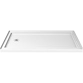 DreamLine SlimLine 42 in. D x 60 in. W x 2 3/4 in. H Left Drain Single Threshold Shower Base in White