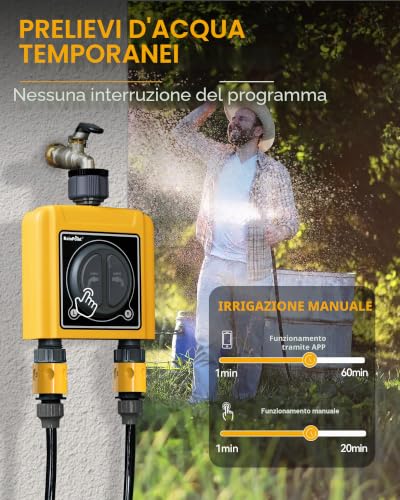 RAINPOINT WiFi 2 Way Irrigation Control Unit, Smart Watering Timer, App/Voice/Manual Control, Irrigation Based on Soil/Weather Humidity, Automatic Watering for Lawn/Garden/Greenhouse