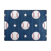 ColourLife 80 x 58 inch Lightweight Area Rug Mat for Kids Playing Room Home Decor Indoor Floor Rugs Baseball Sport Pattern