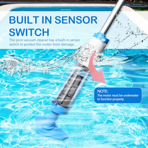 Wireless Pool Vacuum Cleaner, 3 in 1 Rechargeable Handheld Pool Vacuum Cleaner with Telescopic Handle, Electric Pool Cleaner for Pool, Spa, Jaccuzi