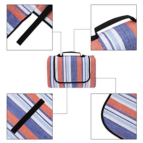 OUTCAMER Large Waterproof Outdoor Picnic Blanket, Portable Folding Picnic Blanket Mat with Tote for Family Camping(79" × 79") - Thumbnail 7
