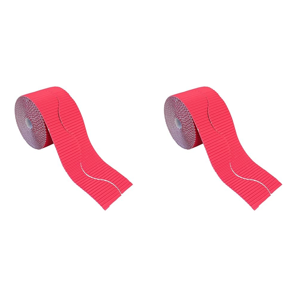 Bright Ideas Corrugated Border Roll for School Displays, Magenta, 10cm x 7.5m,BI7895 (Pack of 2)