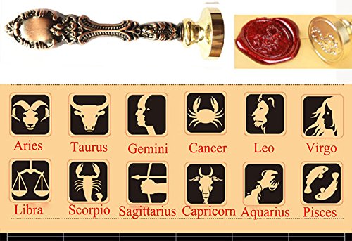 MNYR Aries Constellations Wax Seal Stamp Retro Red Brass Metal Handle Wedding Invitation Card Stationary Embellishment Envelope Exceptional Gift Idea Custom Logo Wax Seal Sealing Stamp Wax Stick Kit