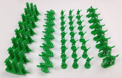 Napoleonic & Civil War Military Miniatures (Green): Plastic Toy Soldiers Set: Infantry, Cavalry, Artillery, Ships