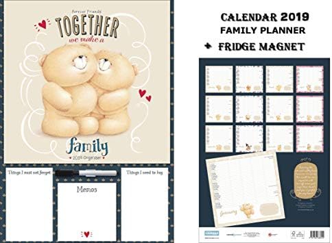 Forever Friends Together WE Make A Family 2019 Organiser Family Planner Calendar + Blank Fridge Magnet