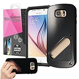 Cellto [Get A Grip] Galaxy S6 Double Layer Case with Tempered Glass [Shatter Proof] Screen Protector *BRAND NEW* [PC and TPU] Hybrid Cover Premium Quality - Retail Eco-Package - Rugged Tough Case for Samsung S6 (2015) - [Black]