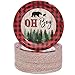80-Pack Oh Boy Lumberjack Buffalo Plaid Baby Shower Party Paper Plates 7 inches for Cake Dessert