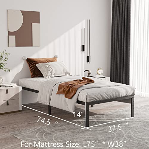 ZIYOO Twin Bed Frames with Heavy Duty Steel Slat, 14 Inches Platform
