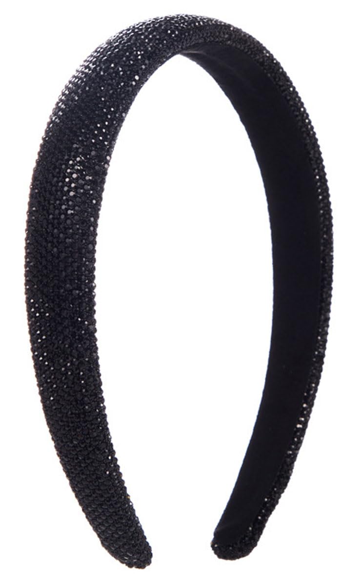 Black Hair Bands Non-Slip Rhinestone Embellished Hairbands Padded Wide Head Band for Women 26520 — image 1