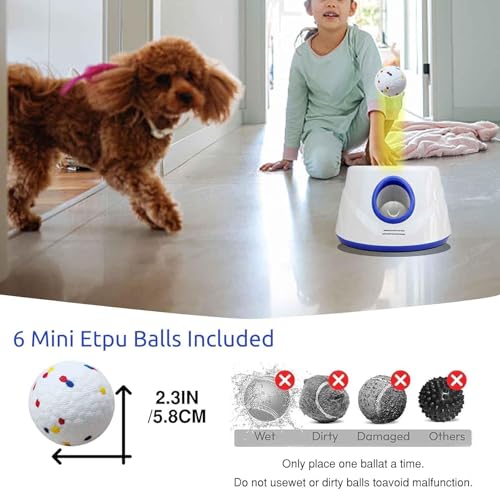 White Automatic Dog Ball Launcher, Interactive Dog Toys Tennis Balls Thrower for Small and Medium-Sized Dogs, 27 * 27 * 18Cm