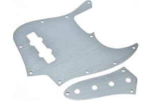 KAISH Aluminum Anodized 4 String Jazz J Bass Pickguard with Metal JB Control Plate and Screws for American/Mexican FD Jazz Bass Silver