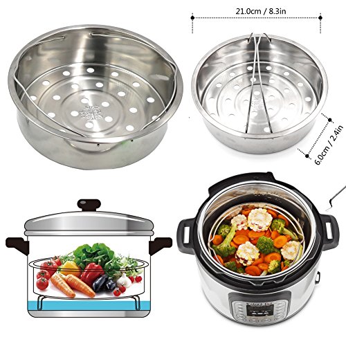 Steamer Basket Rack Set for Instant Pot Accessories - Include Steam Basket, 2-Pack Stackable Egg Steam Stand, Plate Gripper, Silicone Potholder Mat, Pair of Mini Mitts for Pressure Cooker Accessories - Thumbnail 2