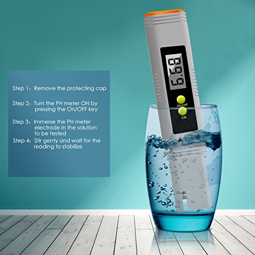 VANTAKOOL Digital PH Meter, 0.01 PH High Accuracy Pocket Size PH Meter / PH Tester with 0-14.0 Measuring Range, Water Quality Tester for Household Drinking Water, Swimming Pools, Aquariums
