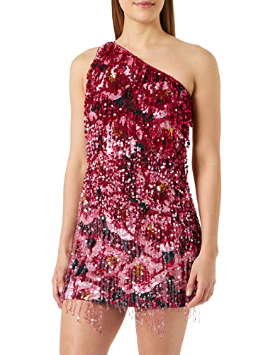Pinko Damen Longan Full Pailletten C Kleid, Yn3_Mult.Fuchsia/Rosa, 42