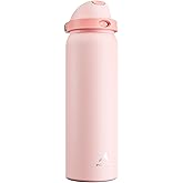 POWCAN 40 oz Insulated Water Bottle for Sports: 2-in-1 Lid with Push-Button Spout & Quick-Flip Straw, Leakproof, Car Cupholder Friendly, Stainless Steel for Gym, School, Travel, Camping (Cotton Candy)