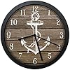 White Anchor and Vintage Wood Print Pattern Silent Wall Clock for Home Office Kitchen Unique Decorative Round Clock Wall… 51S6oOSFkUL