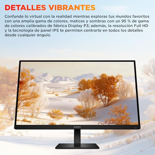 OMEN 27 G2 – Monitor Gaming de 27" FHD 1920 x 1080 a 180 Hz, IPS, 16:9, 1ms, HDMI, Antirreflejo, HDR, DisplayPort, Compatible con Consolas Negro, Plano, 180Hz