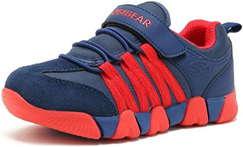 Boy Sneakers Hook and Loop Kids Sports Running Shoes Comfortable Lightweight(12.5, Navy)
