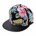 ZLYC Women's Flatbill Visor Snapback Baseball Hat Floral Print Neon Sign (Black)
