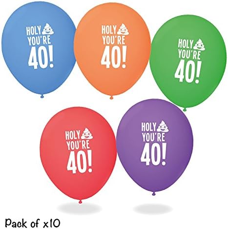 40th Birthday Party Balloons - Pack Of 10 Colourful Rude Funny Balloons
