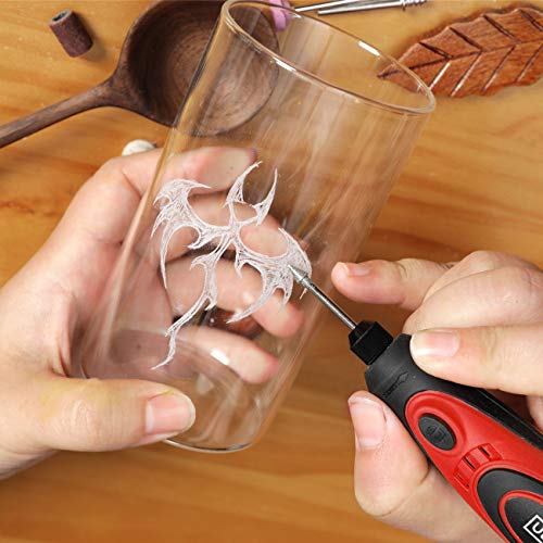 Cordless Rotary Tool, Utool 3.6V Li-ion Rotary Tool with 42 Accessories, USB Charging Cable and 3 Variable Speed of 5000~15000rpm for Delicate & Light DIY Small Projects, Red