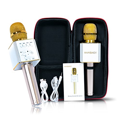 image for Hanshot Portable Rechargeable Bluetooth Karaoke Microphone with built 