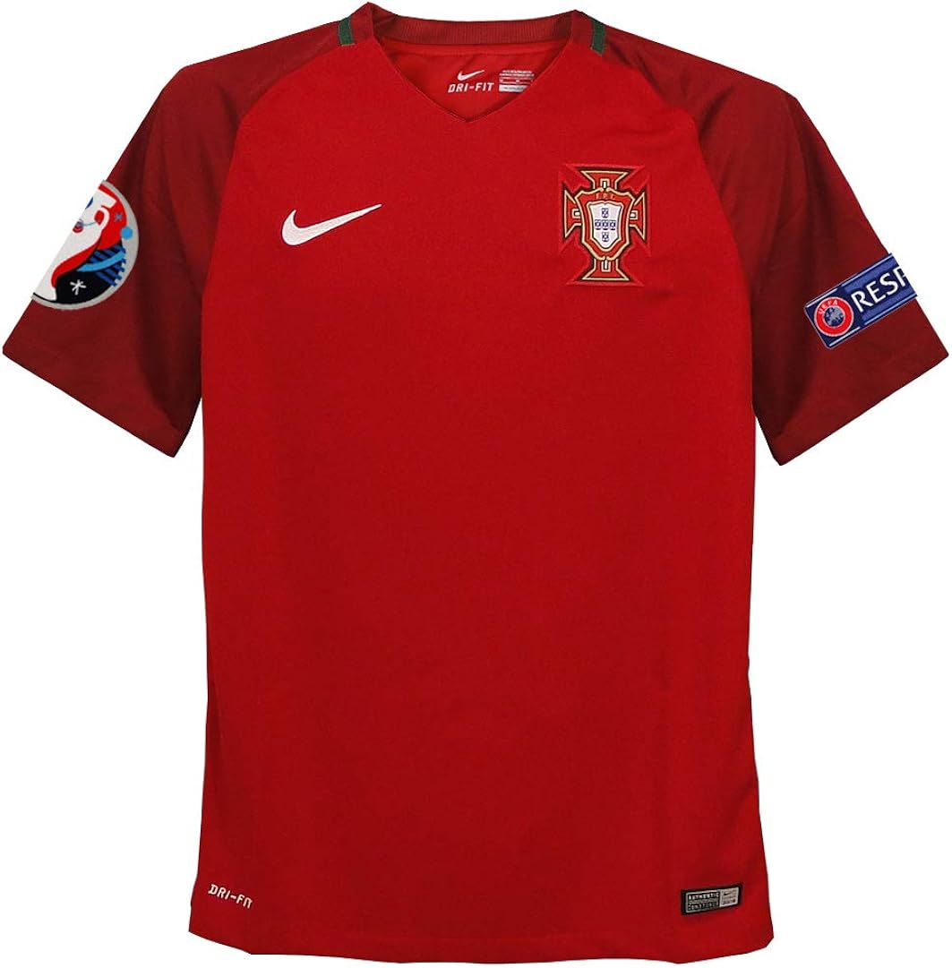 Amazon ナイキ Nike 16 17ポルトガル代表 ホーム 半袖 Euro16バッジ Respectバッジ付 7246 687 サッカー フットサル シャツ 通販