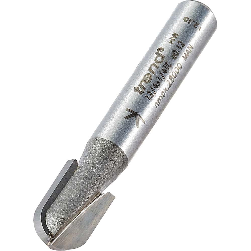 Trend Professional Radius Router Cutter, 4mm Radius, 1/4 Inch Shank, 8mm Cut Diameter & 12.7mm Cut Length, Tungsten Carbide Tipped, Without Bearing, 12/4X1/4TC