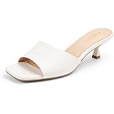 AprCoco Women Kitten Heels Sandals Low Heels Square Open Toe One Band Slip-On Heeled Mules Comfortable Dressy Vacation Sandals