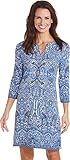 Coolibar UPF 50+ Women's Oceanside Tunic Dress - Sun Protective (Medium- Blue Waterfront Print)