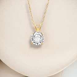 Jewelili 10K Yellow Gold 6.5mm Cubic Zirconia