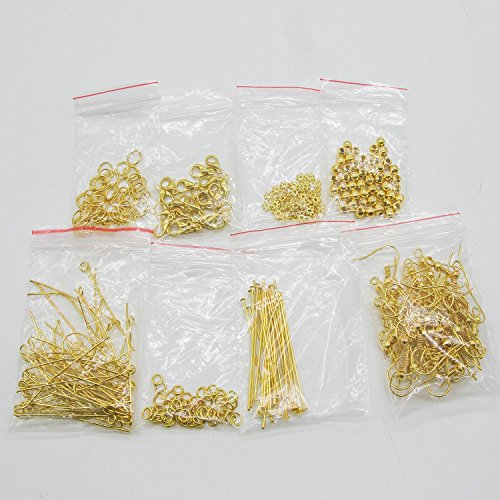 TOAOB Jewelery Making Starter Kits Gold Jump Ring Head Pins Eye Pins Earring Hook Findings - Thumbnail 5