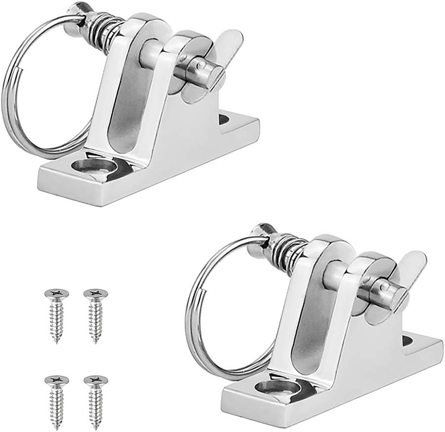 Amadget 4 Pack Bimini Top 90°Deck Hinge with Removable Pin, 316 Stainless Steel Marine Boat Hinge Mount Bimini Top Fitting Hardware : Sports & Outdoors