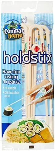 Compac's Holdstix Training Chopsticks - Fun and Easy-to-Use Cheater Chopsticks, Plastic Chopsticks for Kids & Adults - Reusable & Dishwasher Safe (4 Count)
