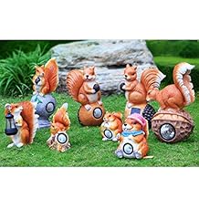 Lamparas De Animales De Fibra De Vidrio. Adornos De Ardilla Adorno De Hierba De Jardín Conjunto De 8