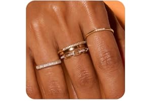 Honsny Stackable Gold Rings for Women Dainty Thumb Ring Set Non Tarnish 14K Gold Plated Stacking Cubic Zirconia Promise Wedding Engagement Trendy Rings Size 7 8 9 10 11