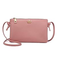 JOYFEEL Crossbody Bag for Women, Small Shoulder Purses and Handbags Lightweight Solid Color Vegan Leather Wallet Pink
