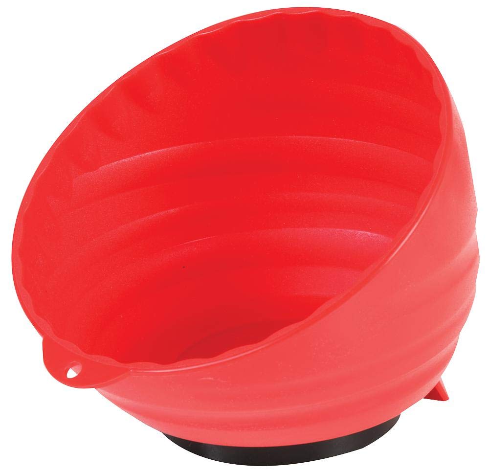 DURATOOL 6" Magnetic Parts Storage Tray/Bowl – ABS Plastic, Strong Magnet, Scratch-Protect Base – D03164