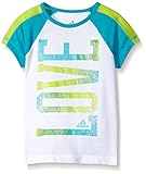 adidas Little Girls' Toddler Short Sleeve Raglan Tee, White, 2T