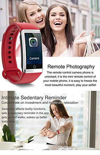 Sunward 1.14inch Screen Heart Rate Blood Pressure Monitor Pedometer Waterproof Sports Watches Fitness Tracker HR (Red)