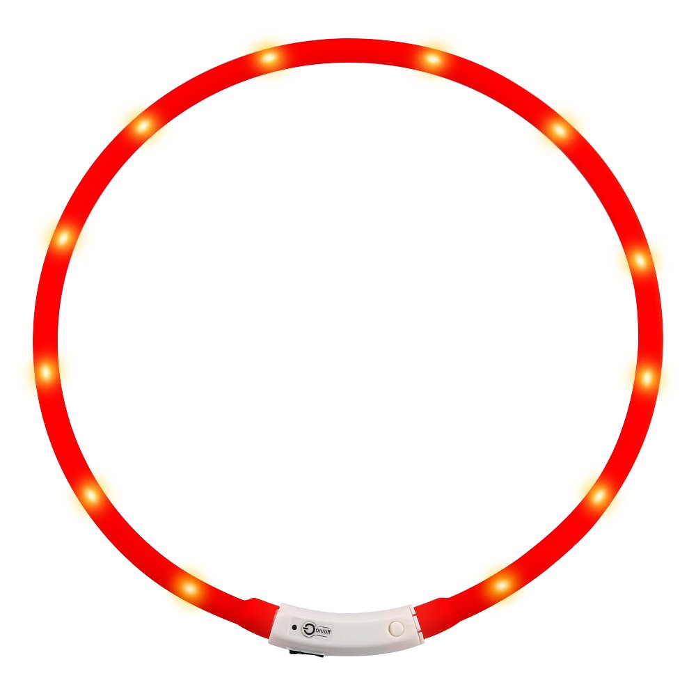 ZOGIN LED Pet Dog Collar, USB Rechargeable LED Dog Safety Flashing Light Collar-Red