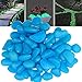 PHEZEN 50pcs Garden Yard Walkway Potting Aquarium & Fish Tanks Unique Decorative Gravel-Fantastic Magic Luminous Glow in The Dark Pebbles Stones Cobblestone (Blue)