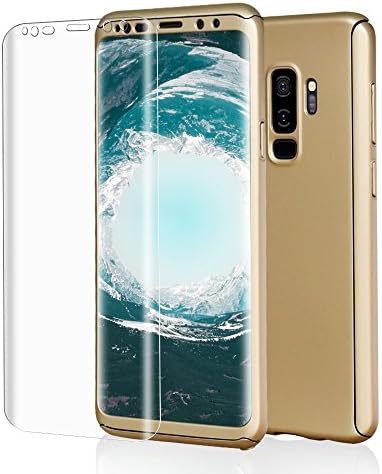 Samsung Galaxy S9 Plus, S9+ Case, VPR 3 in 1 Ultra Thin Full Body Protection Slim Hard Premium Luxury Cover Shock Absorption PC [With TPU Film Screen Protector] Case for Galaxy S9 Plus 2018 (Gold)
